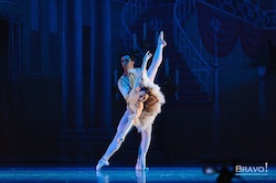 Carlos Lopez partners Ashley Tuttle in Evansville Ballet's The Nutcracker. Photo by Bravo Photo Art.