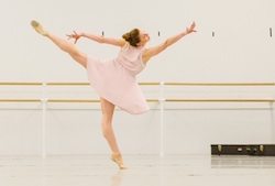 PA Ballet Principal Lauren Fadeley in rehearsal for Matthew Neenan's 'The Last Glass'. Photo courtesy of Fadeley.