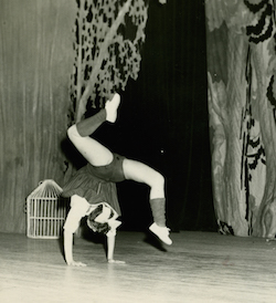 A young Betsey Johnson performing a cartwheel. Photo courtesy of Johnson.