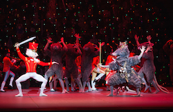 Boston Ballet's Paulo Arrais (Nutcracker Prince) and Matthew Slattery (Mouse King) in Mikko Nissinen's 'The Nutcracker'. Photo by Rosalie O'Connor.