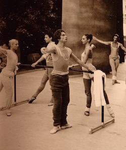 Rudolf Nureyev on tour at barre