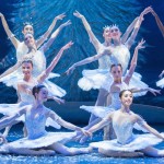 Snowflakes dance during English National Ballet's dress rehearsal of 'The Nutcracker' at the Coliseum Theatre, London. Photo by Arnaud Stephenson.