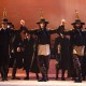 Jesse Kovarsky, Jacob Guzman, Reed Luplau, Brandt Martinez, Eric Bourne in the Bottle Dance from 'Fiddler on the Roof'. Photo by Joan Marcus.