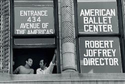 Robert Joffrey and Gerald Arpino at the Joffrey Ballet School window, Photo courtesy of JBS