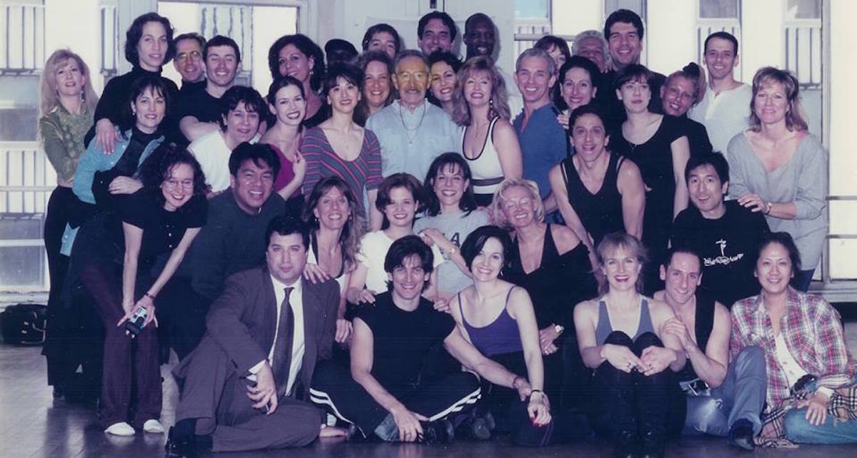 Phil Black with many former students at Broadway Dance Center in 1996.