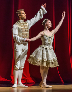 Cassandra Trenary and James B Whiteside taking a bow after the third act Sleeping Beauty pas at the Virginia Arts Festival. Photo by Heiko DeWees