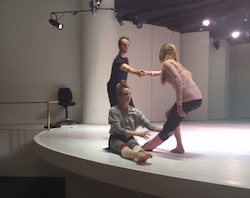 Sara Mearns, Gretchen Smith and Jared Angle rehearsing at the Guggenheim. Choreography by Jodi Melnick. Photo courtesy of Melnick.