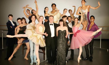 Jean-Pierre Bonnefoux and Patricia with the Charlotte Ballet dancers. Photo by Jeff Cravotta.