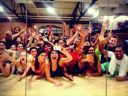 Shira Beth Brenner and her students pose for a group photo after a Zumba class. Photo courtesy of Brenner.