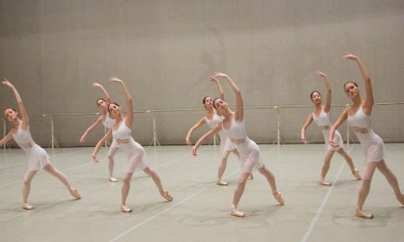 Class on stage at the Bolshoi Ballet Academy. Photo courtesy of the Academy.