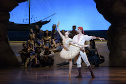 Seo Hye Han, Lasha Khozashvili and Boston Ballet in Ivan Liška's Le Corsaire; photo by Liza Voll, courtesy of Boston Ballet.