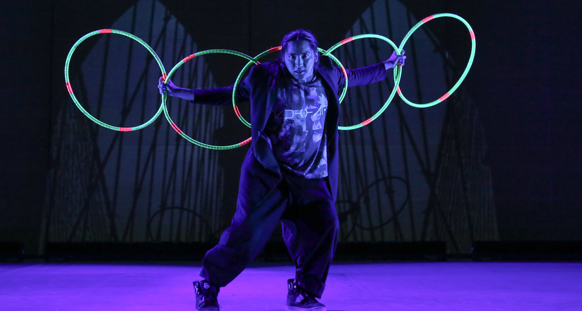 Champion Native American hoop dancer Nakotah LaRance in the Brooklyn Ballet's 'Brooklyn Nutcracker'. Photo by Julie Lemberger, courtesy of Brooklyn Ballet.