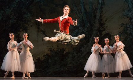 Harrison James with artists of The National Ballet of Canada in 'La Sylphide'. Photo by Aleksandar Antonijevic.