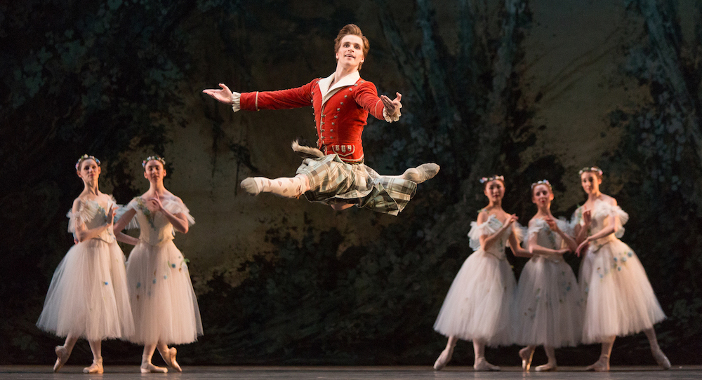 Harrison James with artists of The National Ballet of Canada in 'La Sylphide'. Photo by Aleksandar Antonijevic.