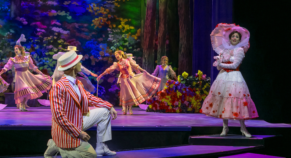 Mark Evans, Elena Shaddow and the cast of 'Mary Poppins' at Paper Mill Playhouse. Photo by Jerry Dalia.