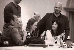 L-R: HBII Director Claudio Munoz, Boston Ballet School Director Margaret Tracey, Ballet West Academy Director Peter Merz (standing), The Washington Ballet Artistic Director Julie Kent, ADC|IBC President and Artistic Director Audrianna Broad, USA PR Director Andres Acevedo. Photo by Scott Gill.