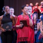 Deborah Mason on stage with Cambridge Youth Dance Program. Photo by Jamie Dudley.