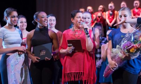 Deborah Mason on stage with Cambridge Youth Dance Program. Photo by Jamie Dudley.