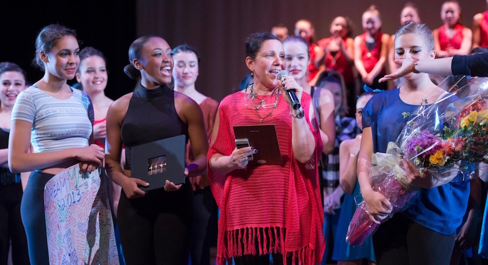 Deborah Mason on stage with Cambridge Youth Dance Program. Photo by Jamie Dudley.