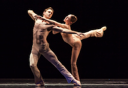 Houston Ballet Principal Dancers Ian Casady and Jessica Collado in 'Sons De L'âme'. Photo by Amitava Sarkar.