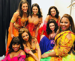 Michelle West with 'Aladdin' cast members.