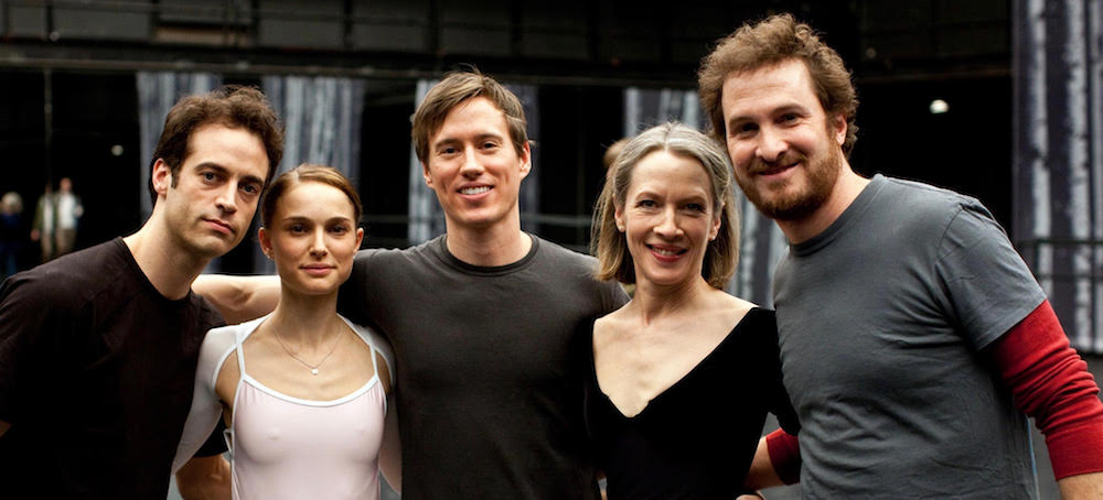 'Black Swan' on set with Benjamin Millepied, Natalie Portman, Kurt Froman, Christine Redpath and Darren Aronofsky. Photo by Niko Tavernise.