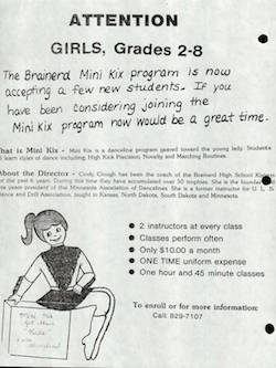 Cindy Clough's first ad for dance classes. Photo courtesy of Clough.