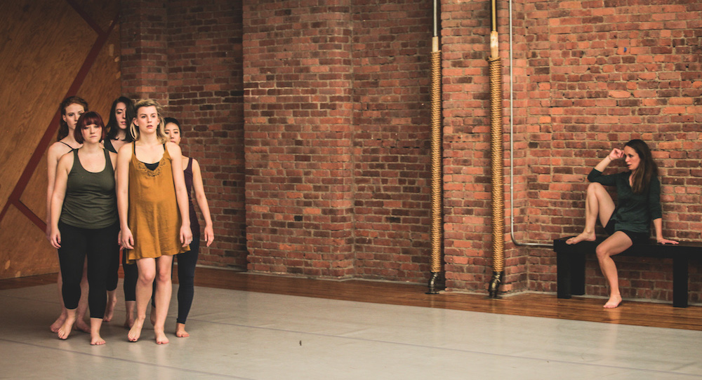 Heather Bryce (right) directing. Photo by Art Heffron.