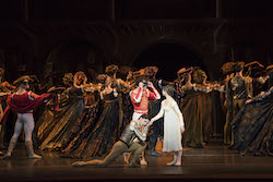 Paulo Arrais, Misa Kuranaga and Florimond Lorieux in John Cranko's 'Romeo & Juliet'. Photo by Liza Voll, courtesy of Boston Ballet.