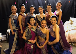 Yuki Ozeki, back left, with The King and I women ensemble. Photo courtesy of Ozeki.