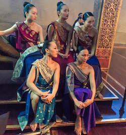 Yuki Ozeki (front left in blue) waiting during a commercial shoot for 'The King and I'. Photo courtesy of Ozeki.