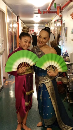 Yuki Ozeki (right) backstage before the Fan Dance for 'The King and I'. Photo courtesy of Ozeki.