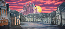 Grosh Backdrops and Drapery's 'Village with Scary Castle' backdrop.