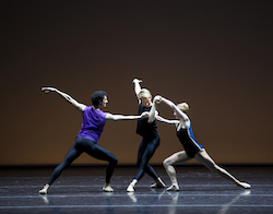 Lasha Khozashvili, Patrick Yocum, and Jessica Burrows in William Forsythe's 'Pas/Parts 2018'. Photo by Angela Sterling, courtesy of Boston Ballet.