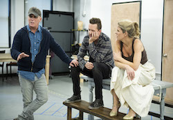 Scott Ellis, Will Chase and Kelli O'Hara in rehearsal for 'Kiss Me, Kate'. Photo by Jenny Anderson.