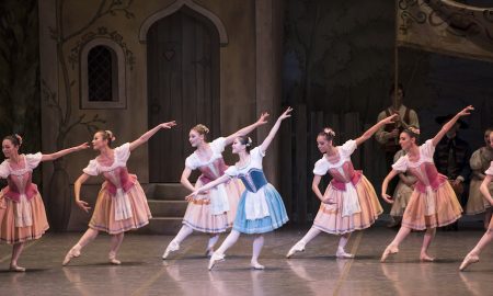 Misa Kuranaga and Boston Ballet in George Balanchine's Coppélia, courtesy of The George Balanchine Trust. Photo by Liza Voll, courtesy of Boston Ballet.