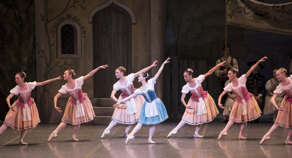 Misa Kuranaga and Boston Ballet in George Balanchine's Coppélia, courtesy of The George Balanchine Trust. Photo by Liza Voll, courtesy of Boston Ballet.