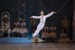 Derek Dunn and Boston Ballet in George Balanchine's 'Coppélia', courtesy of The George Balanchine Trust; photo by Liza Voll, courtesy of Boston Ballet.