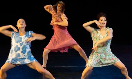 Sarah Gertler, Clare Kiklowicz and Rachele Donofrio in 'Benita Bike's Dance Art'. Photo by Dean Wallraff.