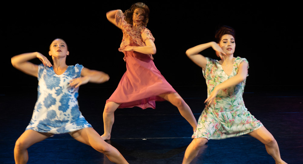 Sarah Gertler, Clare Kiklowicz and Rachele Donofrio in 'Benita Bike's Dance Art'. Photo by Dean Wallraff.