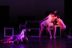 Tiare Keeno, Chantelle Good, Matt Doyle and Melanie Moore in 'Freddie Falls in Love'. Photo by Curtis Brown.