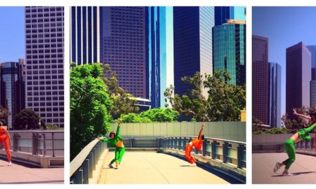 Dance artists filming at LA Center Studios. Photo by Zoe Rappaport.