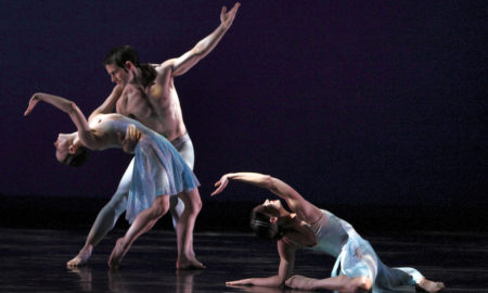 Eran Bugge, Robert Kleinendorst and Laura Halzack in 'Airs'. Photo by Paul B. Goode.