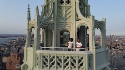 Ailey's Jacqueline Green and Yannick Lebrun at the top of The Woolworth Building. Photo by Mikey Pozarik.