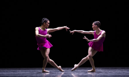 Boston Ballet's Lia Cirio and Viktorina Kapitonova in William Forsythe's 'Playlist (EP)'. Photo by Angela Sterling, courtesy of Boston Ballet.