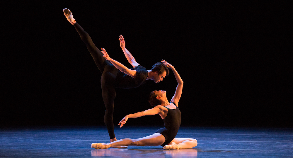 Boston Ballet's Paulo Arrais and Lia Cirio in Jorma Elo's 'Bach Cello Suites'. Photo by Rosalie O'Connor, courtesy of Boston Ballet.