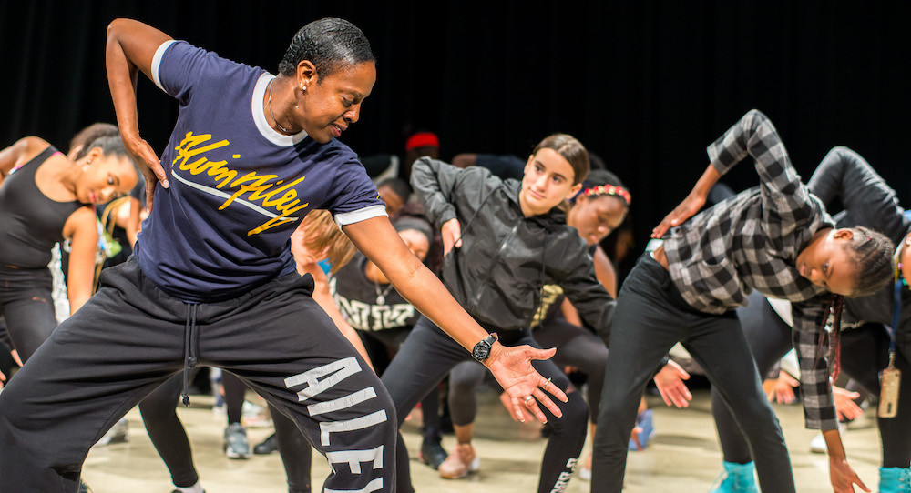 Nasha Thomas leading 'Revelations' Residency at Richmond Heights Middle School. Photo by Justin Namon, courtesy of Arsht Center.