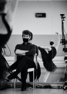 San Francisco Ballet School Director Patrick Armand observes rehearsal of the Virtual Festival. Photo by Erik Tomasson.