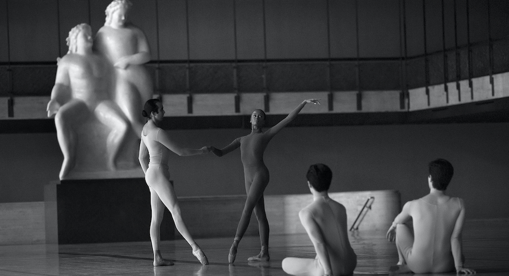 Sebastian Villarini-Velez and India Bradley with KJ Takahashi and Jonathan Fahoury of New York City Ballet during the filming of 'When We Fell', choreographed by Kyle Abraham. Photo by Erin Baiano.