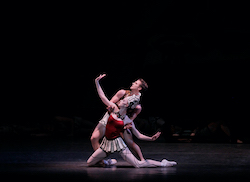 Teresa Reichlen and Daniel Ulbricht in George Balanchine's 'Prodigal Son'. Photo by Paul Kolnik.